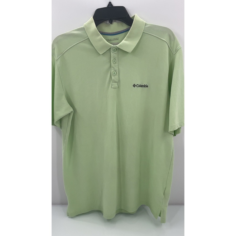 Columbia Omni-Wick Mens Polo Shirt Large Lime Green‎ Short Sleeve Active Hiking